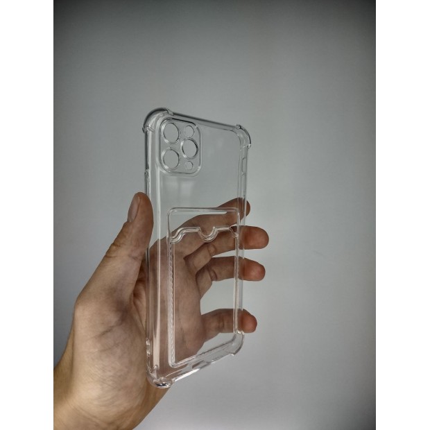 Силіконовий чохол-картхолдер 6D для Apple iPhone 11 Pro Max (Прозорий)