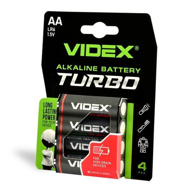 Батарейка Videx Turbo LR06 AA (4шт)