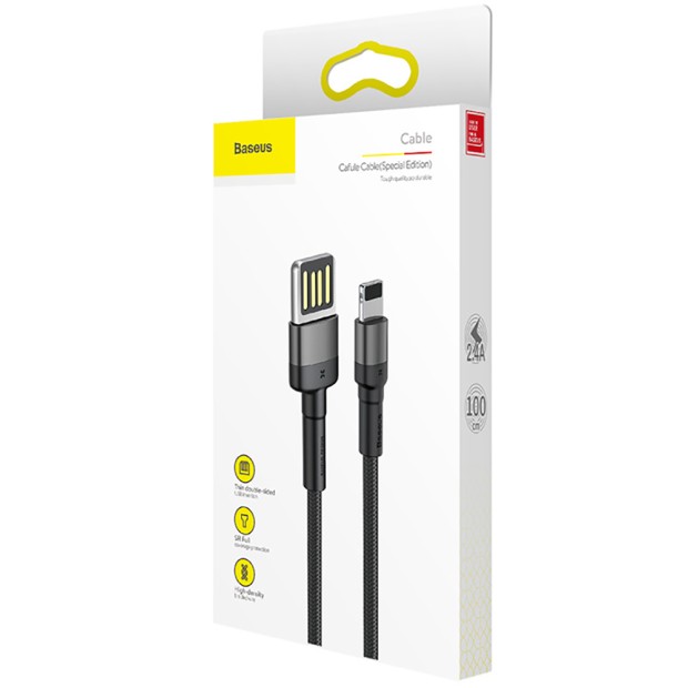 USB-кабель Baseus Cafule Special Edition 2.4A (1m) (Lightning) (Чёрный) CALKLF-GG1 USB-кабель Baseus Cafule Special Edition 2.4A (1m) (Lightning) (Чёрный) CALKLF-GG1