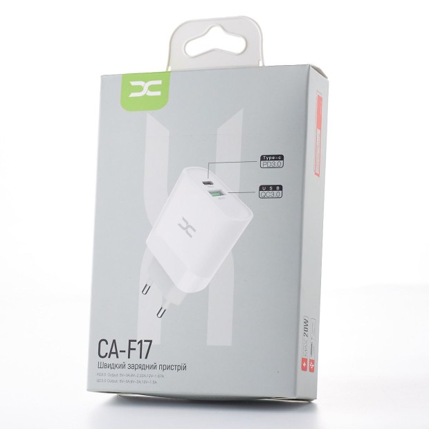 Адаптер живлення СЗУ DC CA-F17 20W (1USB  /  1Type-C) (білий) D