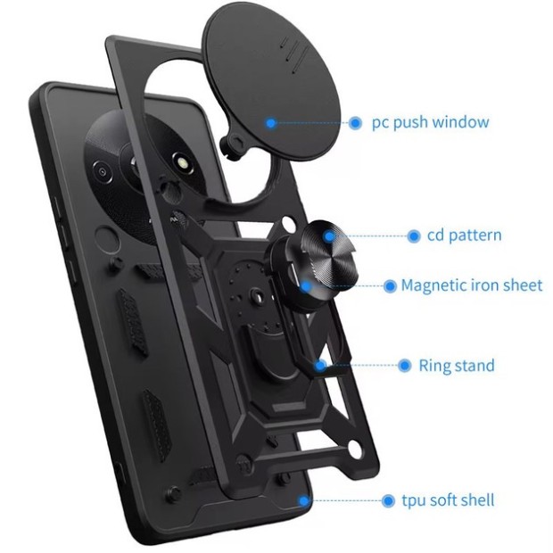 Чохол Ring Serge Armor Case для Xiaomi Redmi A3 (ShutCam) (Чорний)