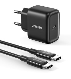 Зарядний пристрій UGREEN CD250 25W QC3.0 (1Type-C) + кабель Type-C на Type-C (чо..