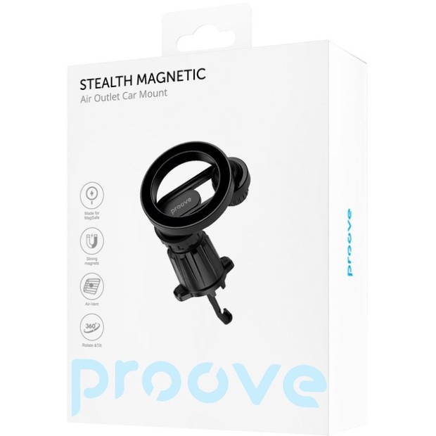 Тримач для автомобіля Proove Stealth Magnetic на вентиляційний отвір з магнітним кільцем (чорний) CHST00000001