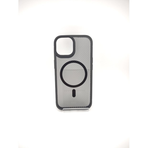 Силіконовий чохол iPaky Carbon Clear з MagSafe для iPhone 15 (Чорний)