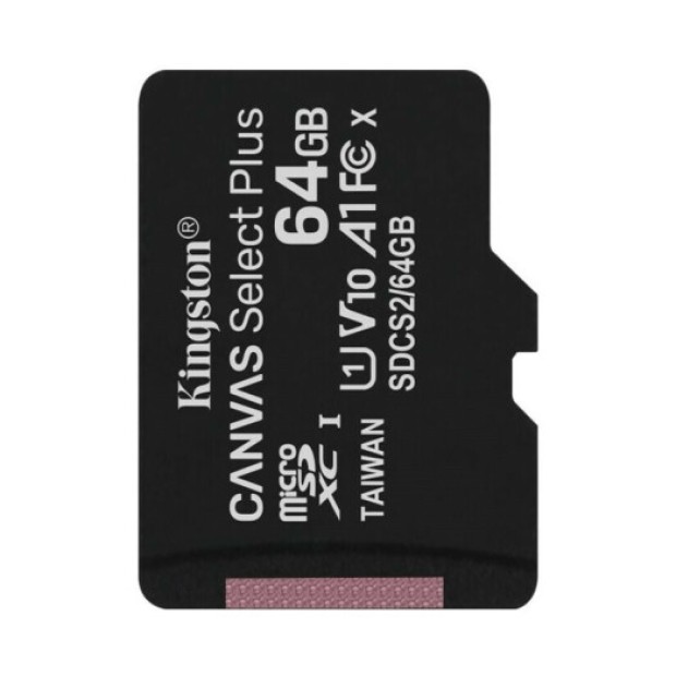 Карта памяти Kingston Canvas Select Plus MicroSDXC 64Gb (UHS-1) (A1) (Class 10) + SD-адаптер