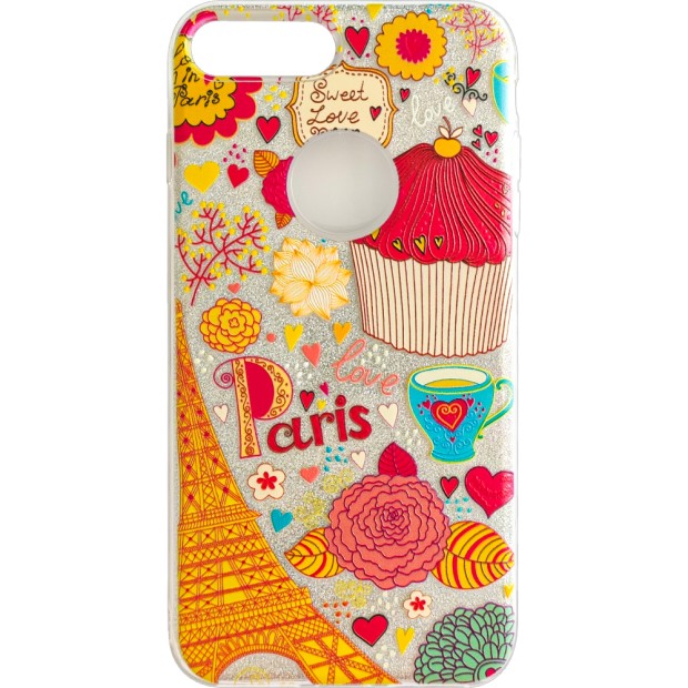 Силикон Glitter Apple iPhone 7 Plus / 8 Plus (Paris 01)