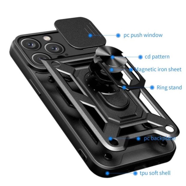 Чохол Ring Serge Armor Case для Apple iPhone 13 Pro Max (ShutCam) (Чорний)