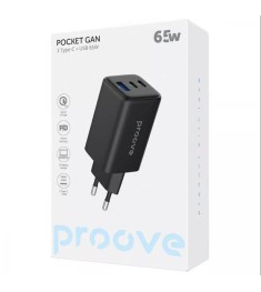 Адаптер зарядного пристрою Proove Pocket GaN 65W (2Type-C  /  1USB) (Чорний) WCP..