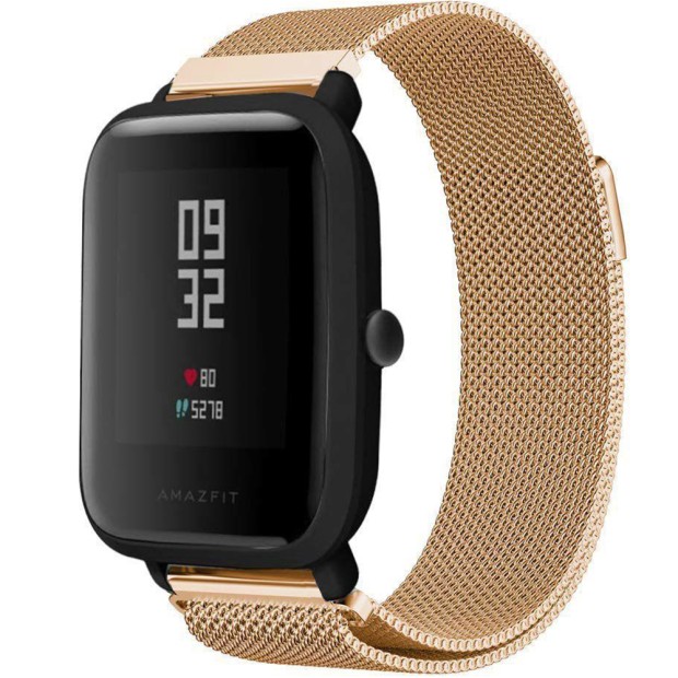 Ремешок Milanese Loop Xiaomi Amazfit Bip 22мм (Тёмное золото)