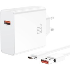 СЗП-адаптер XO L128 120W (1USB) + кабель Type-C (Білий)