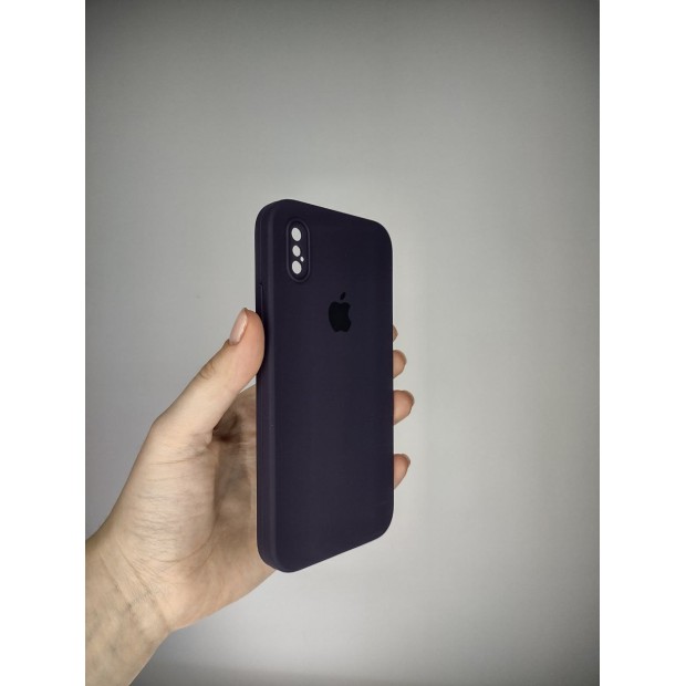 Силіконовий оригінальний чохол Square RoundCam для Apple iPhone X  /  XS (баклажан).