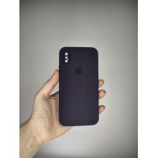 Силіконовий оригінальний чохол Square RoundCam для Apple iPhone X  /  XS (баклажан).