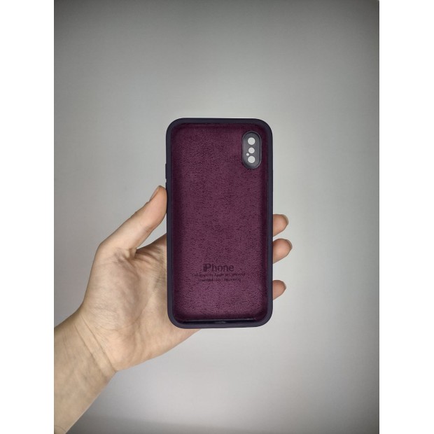Силіконовий оригінальний чохол Square RoundCam для Apple iPhone X  /  XS (баклажан).
