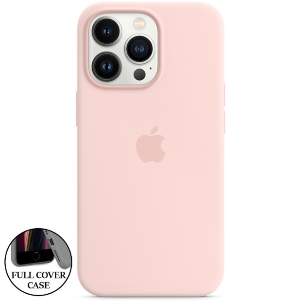 Силіконовий оригінальний круглий чохол для Apple iPhone 13  /  14 (76) крейдяно-рожевий