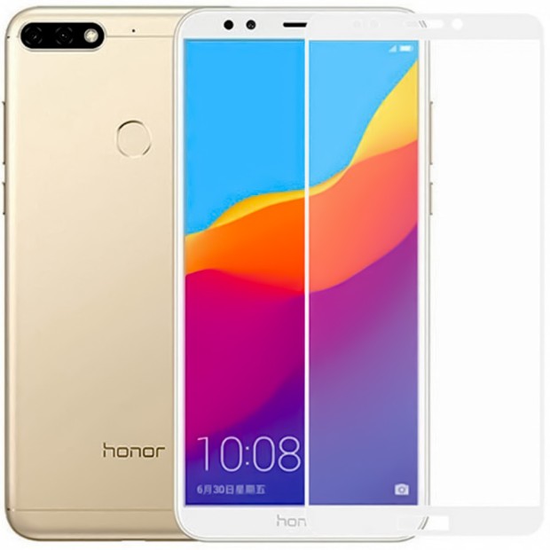 Захисне скло 3D Huawei Y7 (2018)  /  Y7 Prime (2018)  /  Honor 7C Pro Біле