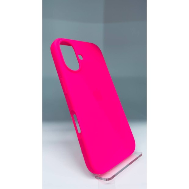 Силіконовий оригінальний круглий чохол для Apple iPhone 16 (31) кольору «Barbie Pink».