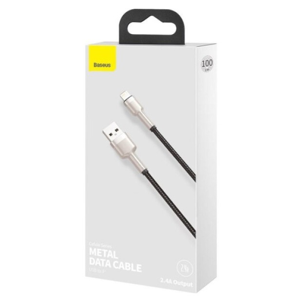 USB-кабель Baseus Cafule Metal Data 2.4A (0.25m) (Lightning) (Чёрный) CALJK-01