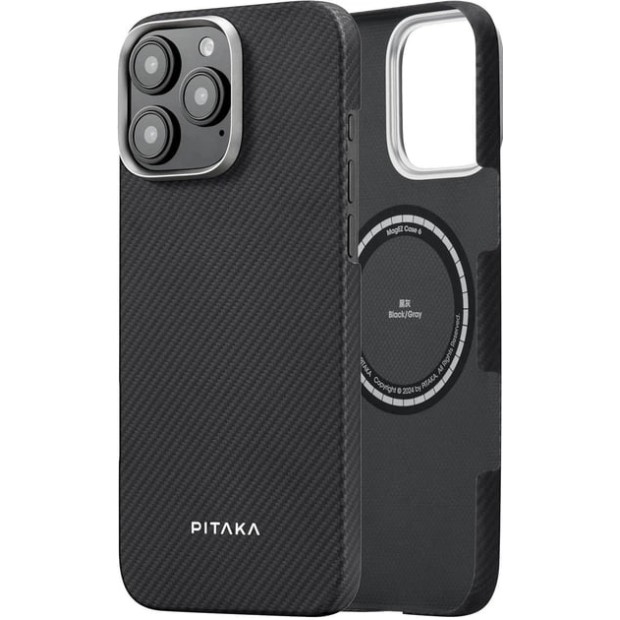 Накладка Pitaka Ultra-Slim Case Classic Twill 600D Apple iPhone 16 Pro (Black / Grey)