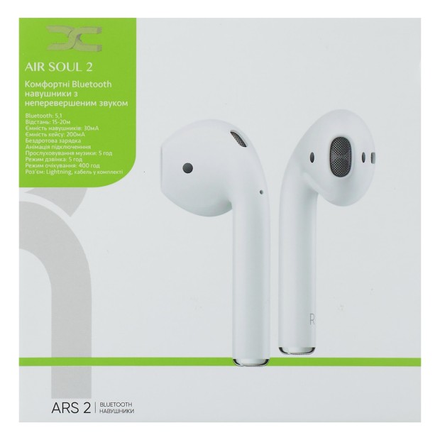 Бездротові навушники-гарнітура вкладиші DC Air Soul 2 (Білий) D