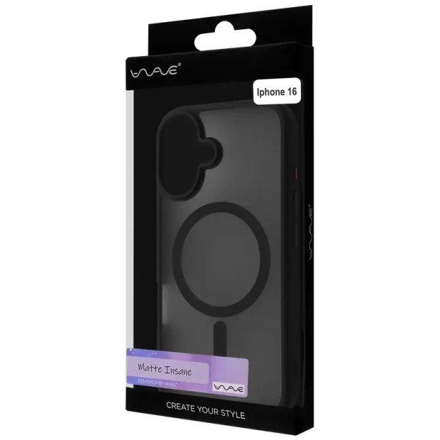 Чохол WAVE Matte Insane Case with MagSafe iPhone 16 (Чорний)