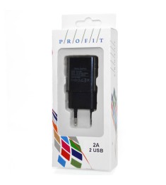 СЗУ-адаптер Profit 2USB 2A + кабель Lightning (Черный)