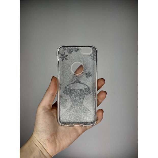 Силикон Glitter Apple iPhone 6 / 6s (Silver Dress 01)