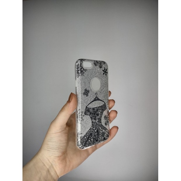 Силикон Glitter Apple iPhone 6 / 6s (Silver Dress 01)