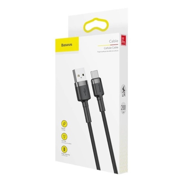 USB-кабель Baseus Cafule 2A (3м) (Type-C) (Чорний / Сірий) CATKLF-UG1