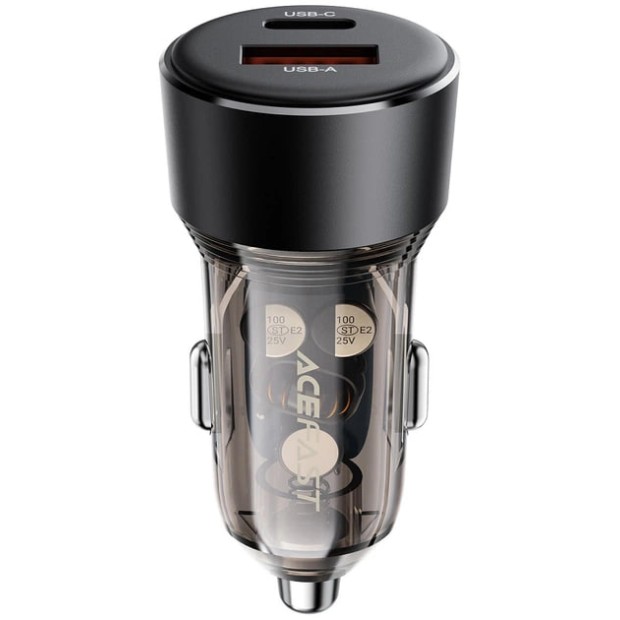 АЗУ-адаптер Acefast B12 60W PD QC 1USB  /  1Type-C (Чорний)