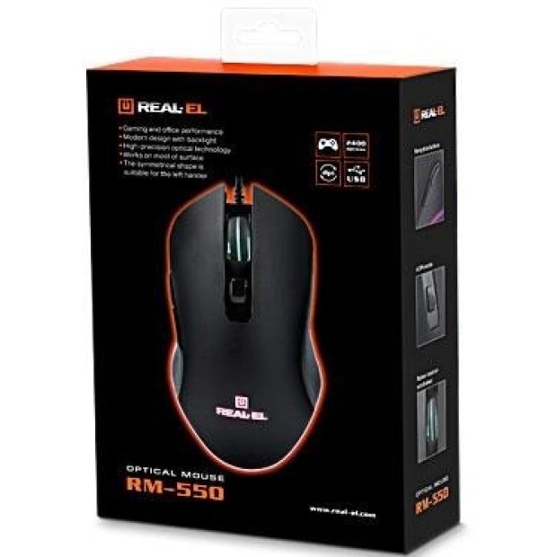 Мышь проводная игровая Real-El RM-550 (Чёрный)