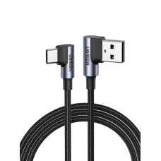 USB-кабель UGREEN US176 Angled 3A (2m) (Type-C) (Чорний) (20857)