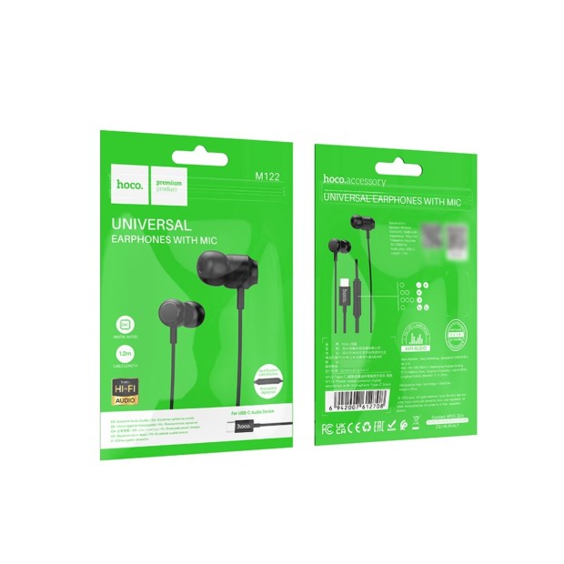Дротові навушники-гарнітура вакуумні Hoco M122 Type-C (Чорний)