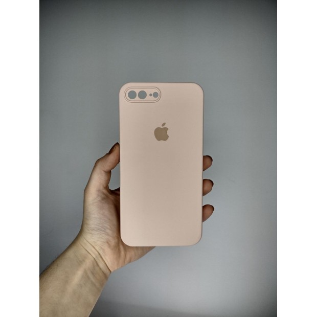 Силіконовий чохол Original Square RoundCam для Apple iPhone 7 Plus  /  8 Plus (08) рожевий пісок.