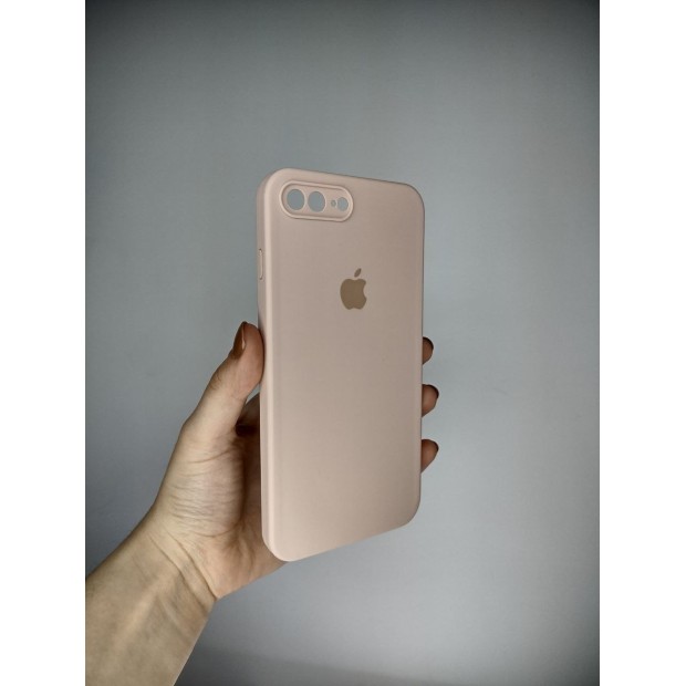 Силіконовий чохол Original Square RoundCam для Apple iPhone 7 Plus  /  8 Plus (08) рожевий пісок.