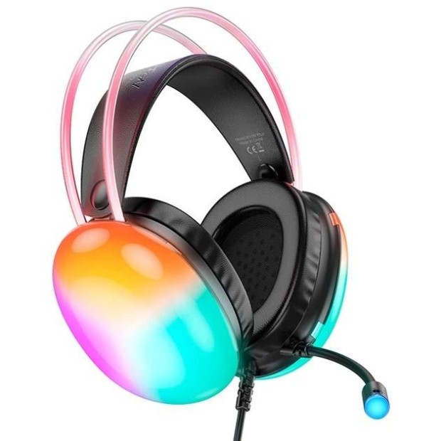 Провідні накладні навушники-гарнітура Hoco W109 RGB (Чорний)