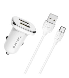 Borofone BZ12 Power Adapter + Type-C Cable (White)