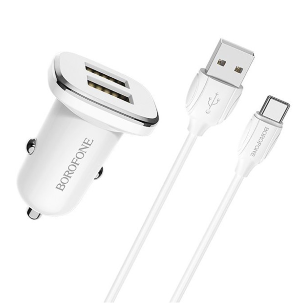Borofone BZ12 Power Adapter + Type-C Cable (White)