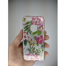 Силіконова накладка Glitter для Apple iPhone 6  /  6s (Срібні Квіти)