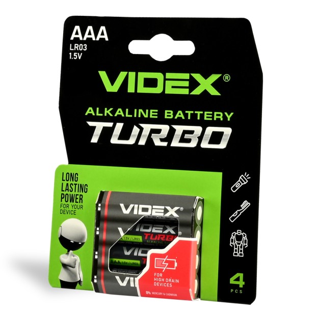 Батарейка Videx Turbo LR03 AAA (4шт)