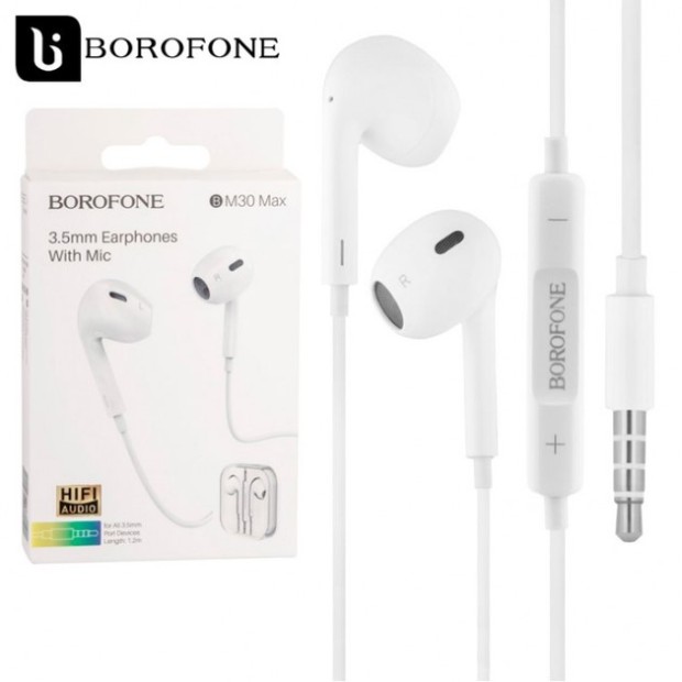 Wired earphones headset Borofone BM30 Max (Type-C) (White)