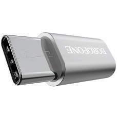 OTG-адаптер Borofone BV4 (MicroUSB - Type-C) (Стальний)