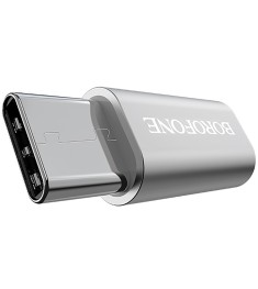 OTG-переходник Borofone BV4 (MicroUSB - Type-C) (Стальной)