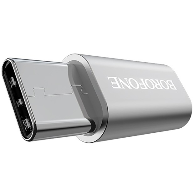OTG-переходник Borofone BV4 (MicroUSB - Type-C) (Стальной)