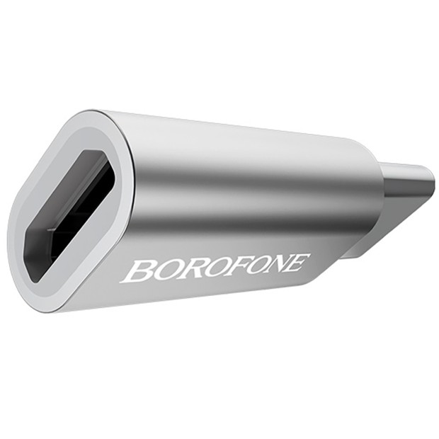 OTG-адаптер Borofone BV4 (MicroUSB - Type-C) (Стальний)