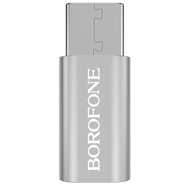 OTG-адаптер Borofone BV4 (MicroUSB - Type-C) (Стальний)