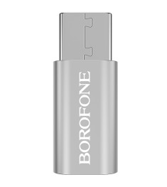 OTG-переходник Borofone BV4 (MicroUSB - Type-C) (Стальной)