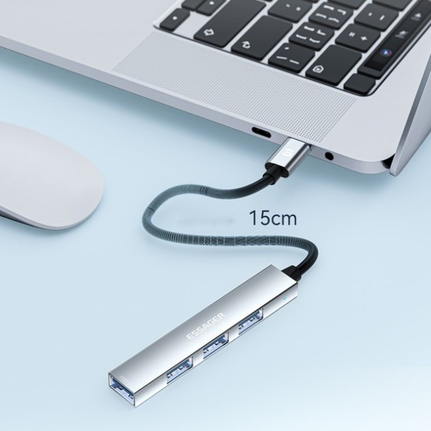 Переходник USB HUB Essager 4in1 (Type-C to 4USB2.0) EHBC04-FY10-P