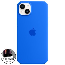 Силіконовий оригінальний чохол круглої форми для Apple iPhone 14 Plus (12) в кольорі королівський синій.