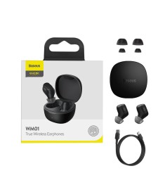 Беспроводные наушники-гарнитура вакуумные Baseus Bowie Encok WM01 (Black)