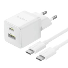 Baseus Palm 30W PD Charger (1 Type-C / 1 USB) + Type-C to Type-C Cable (White) P1011160A213-01